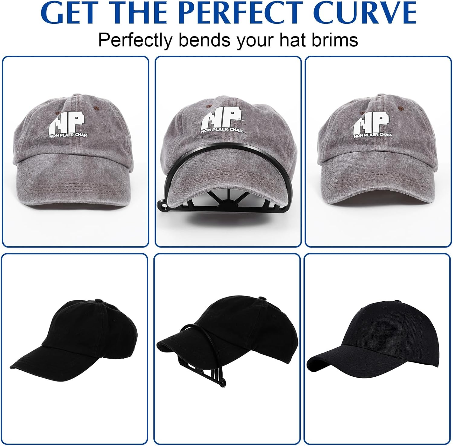 4 Pcs White+Black Hat Bill Bender – Baseball Cap Brim Curver Shaper – Fast Ship!