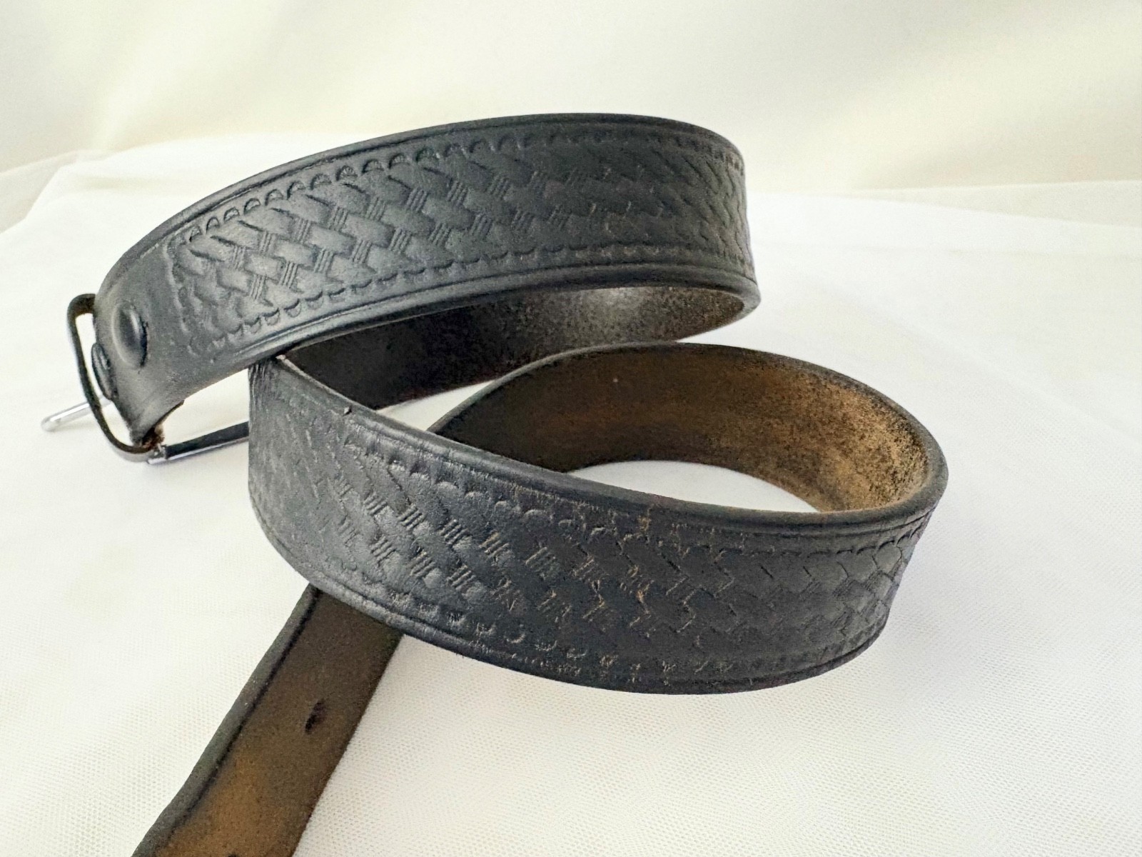Dutyman Belt Woven Leather Black 1-3/8” Wide Fits to 37″