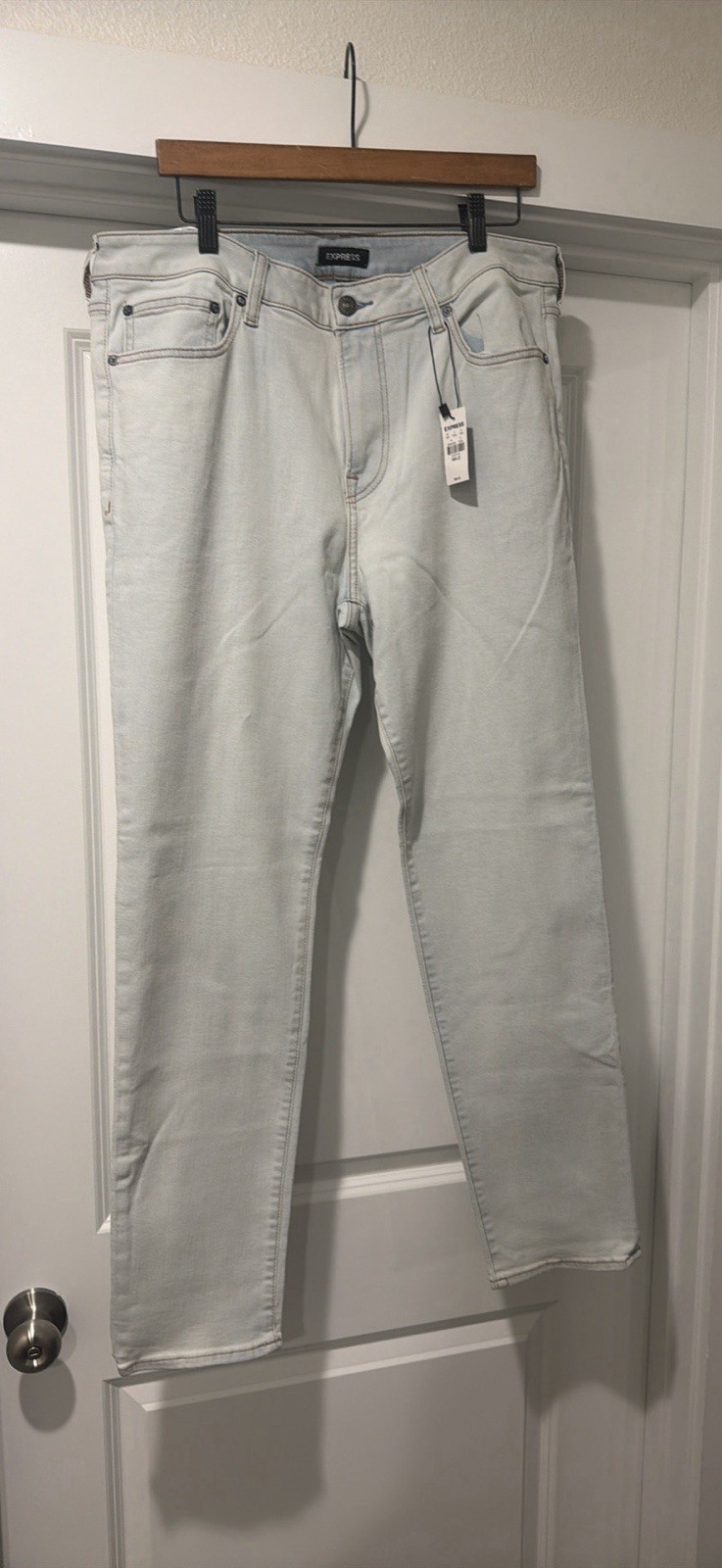 Express Hyper Stretch Slim Fit Gray Light Wash Denim Jeans Mid Rise Stretch