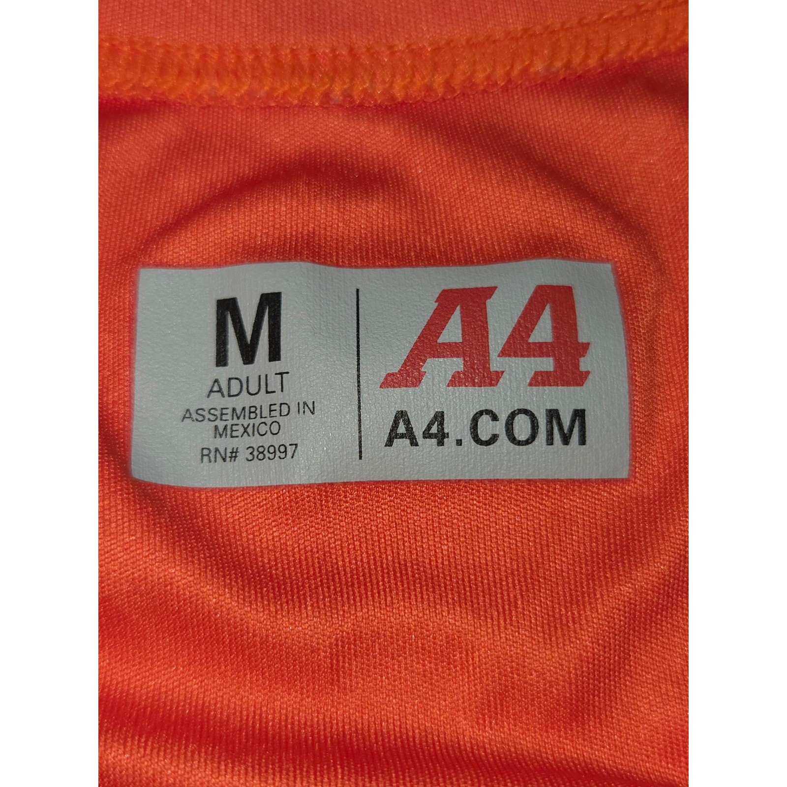 A4 Elite 7v7 Shirt Mens Medium Orange Graphic Cooling Performance Tee N3142