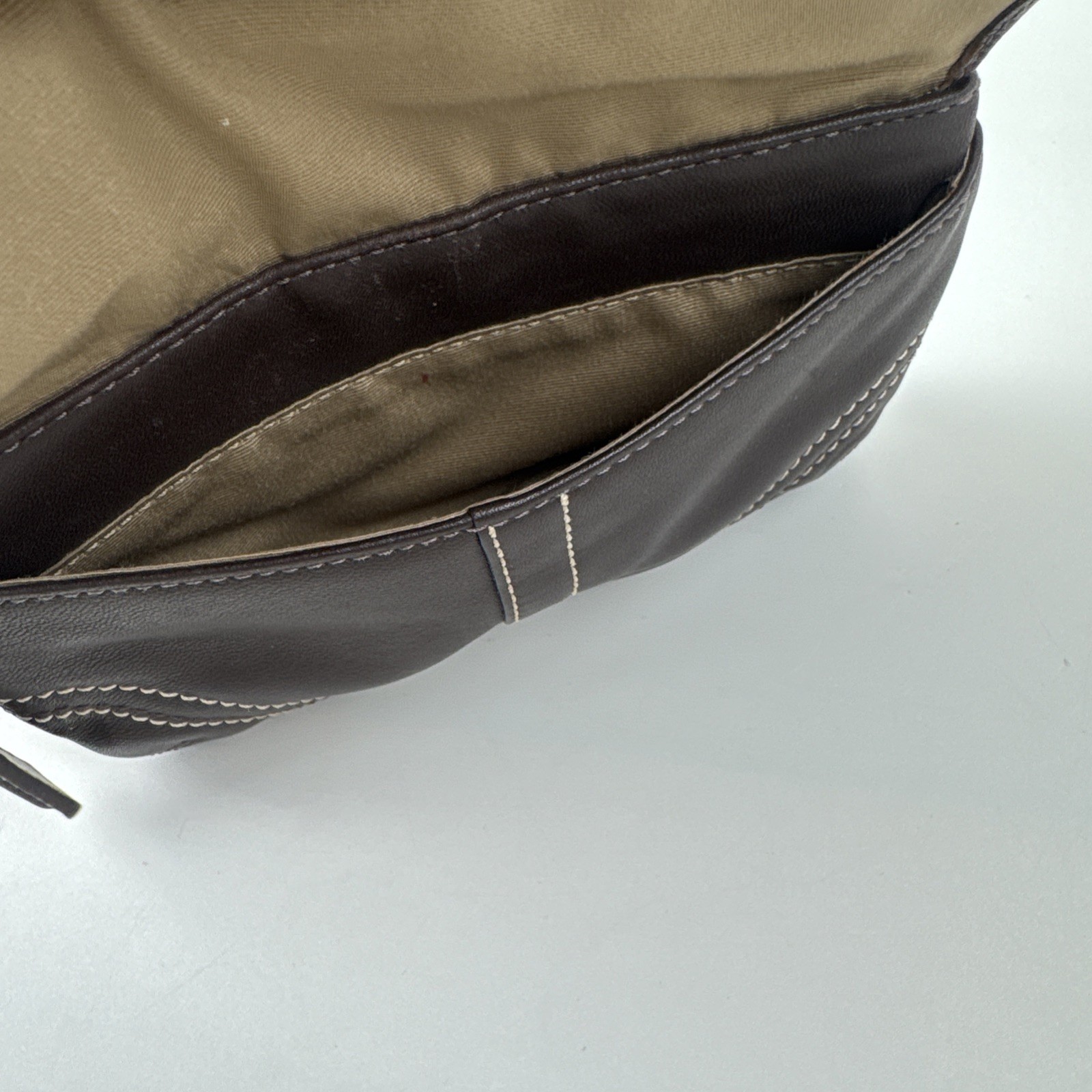 Y2K Coach Soho Chocolate Brown Flap Wristlet Pouch Buckle Accent & Zip Closure