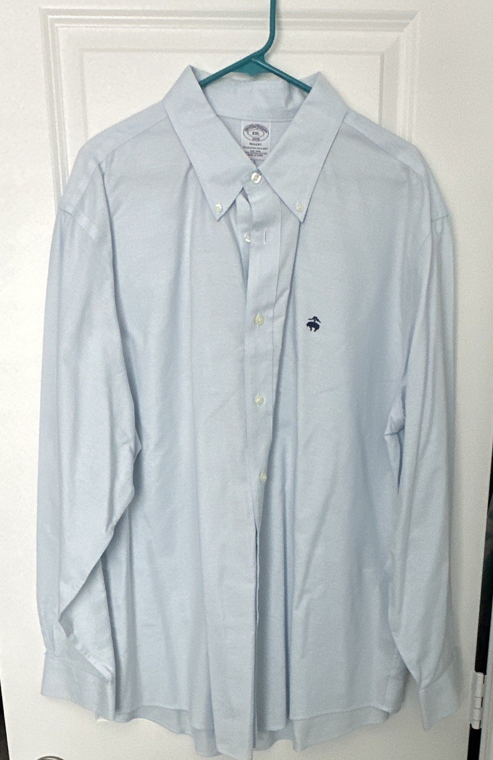 Brooks Brothers 1818 Regent Non-Iron Light Blue, Solid Cotton Woven Shirt XXL
