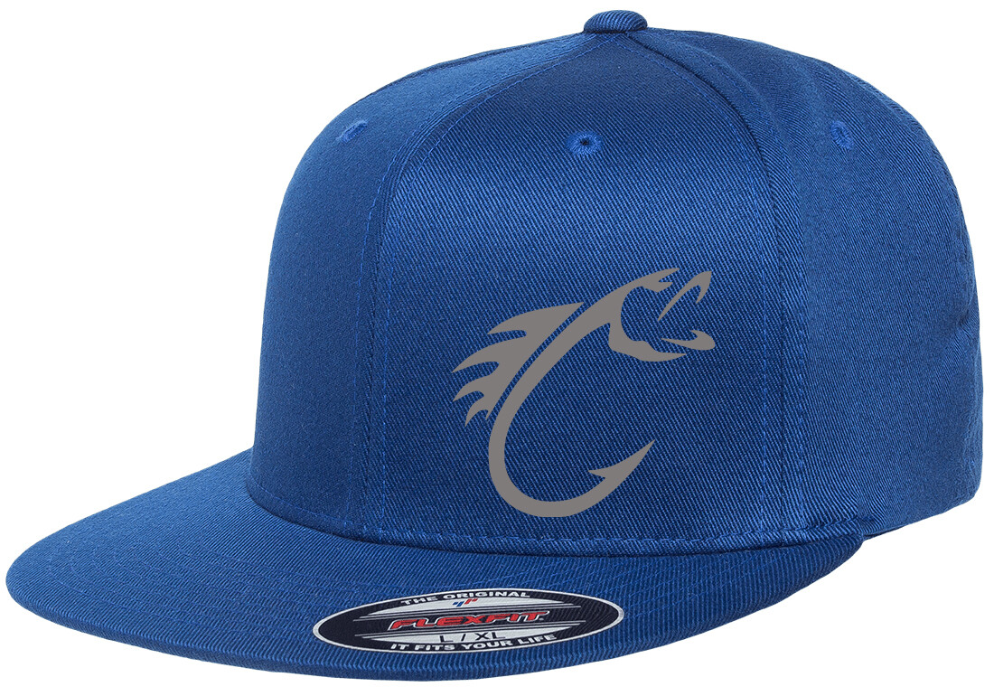 FISHING HOOK FISH FLEXFIT 6297F FLAT BILL HAT *FREE SHIPPING in BOX*