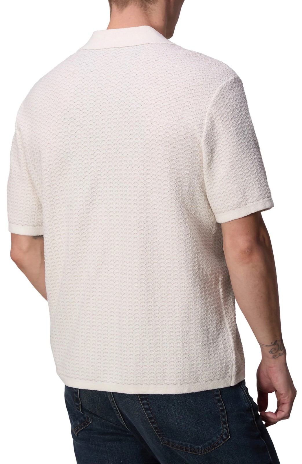 rag & bone Avery Men’s Jacquard Knit Zuma Toweling Camp Shirt Ivory Size XXL