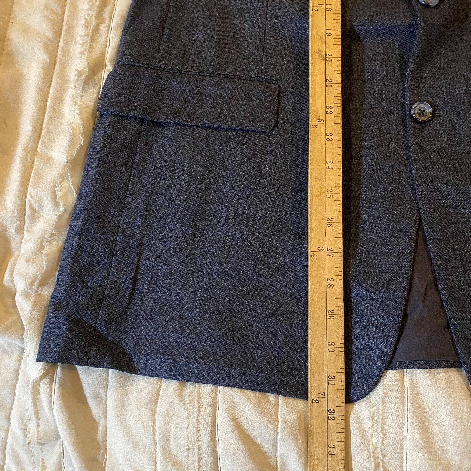 Hickey Freeman Suit Mens 42R 36×30 Blue Check Wool 2 Piece Saks Fifth Two Button