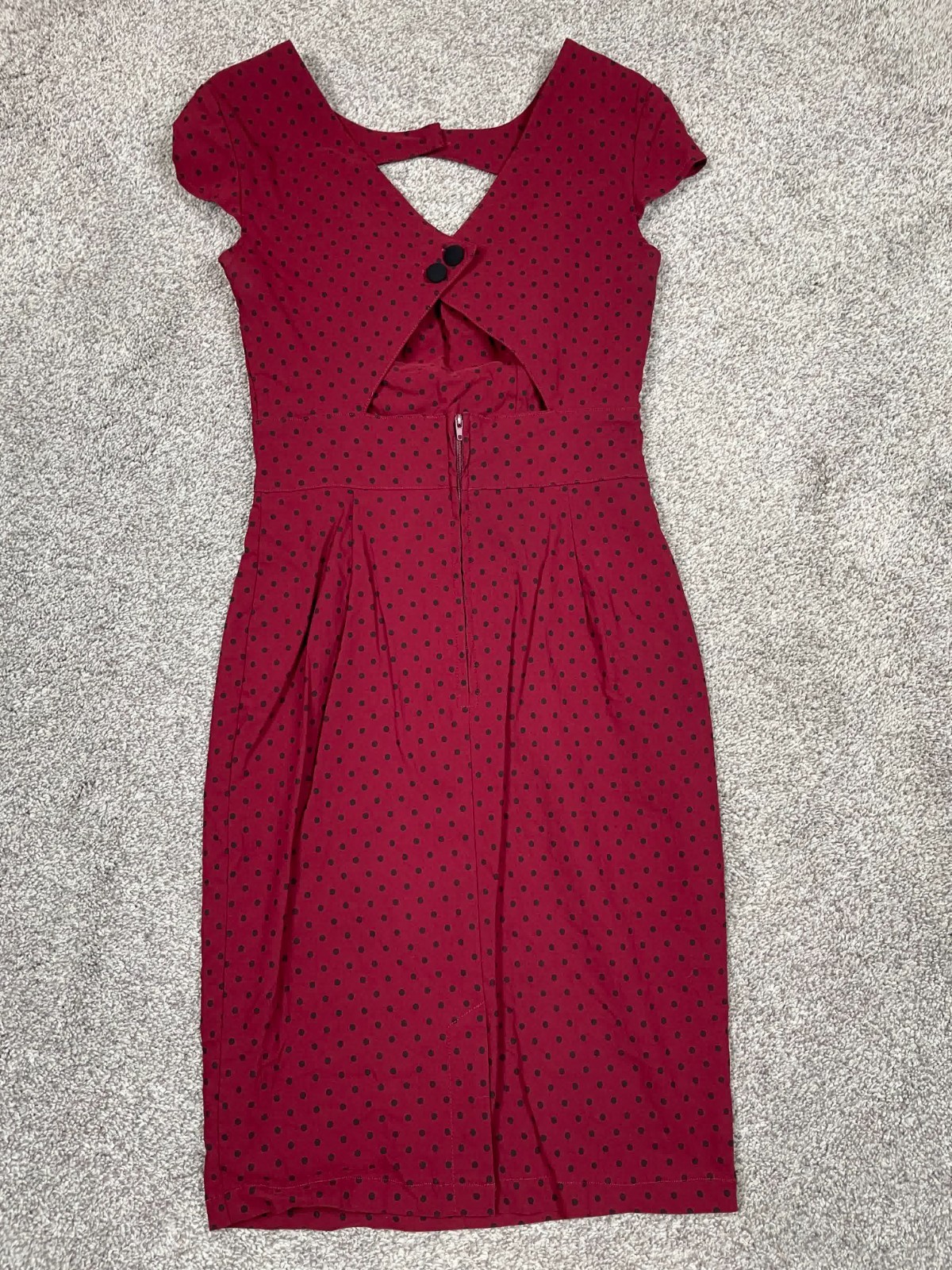 Hell Bunny Vixen Dress Womens Small Red Polka Dot Pinup Steampunk Rockabilly