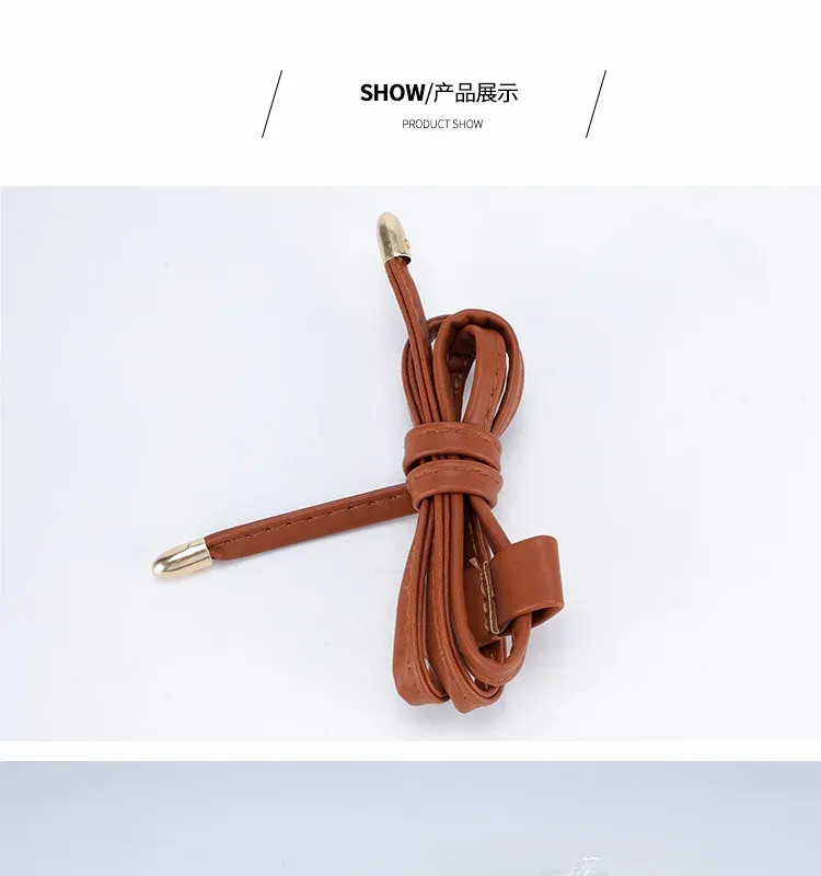 1Pcs PU Leather Drawstring Pull String Detachable Bucket Bag Strap Slide String