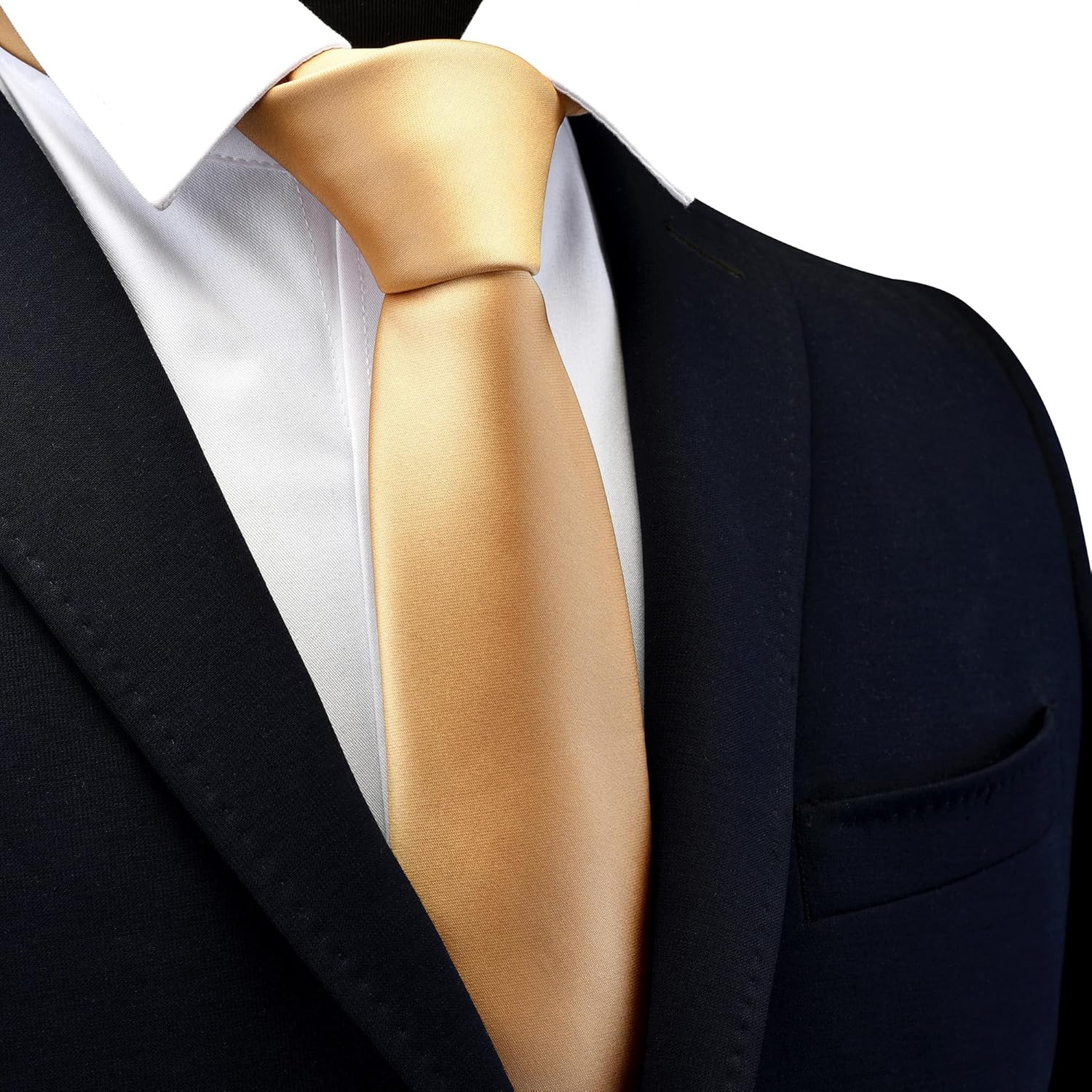 3.15″（8cm） Mens Solid Satin Tie Pre-tied Adjustable Zipper Necktie for Business