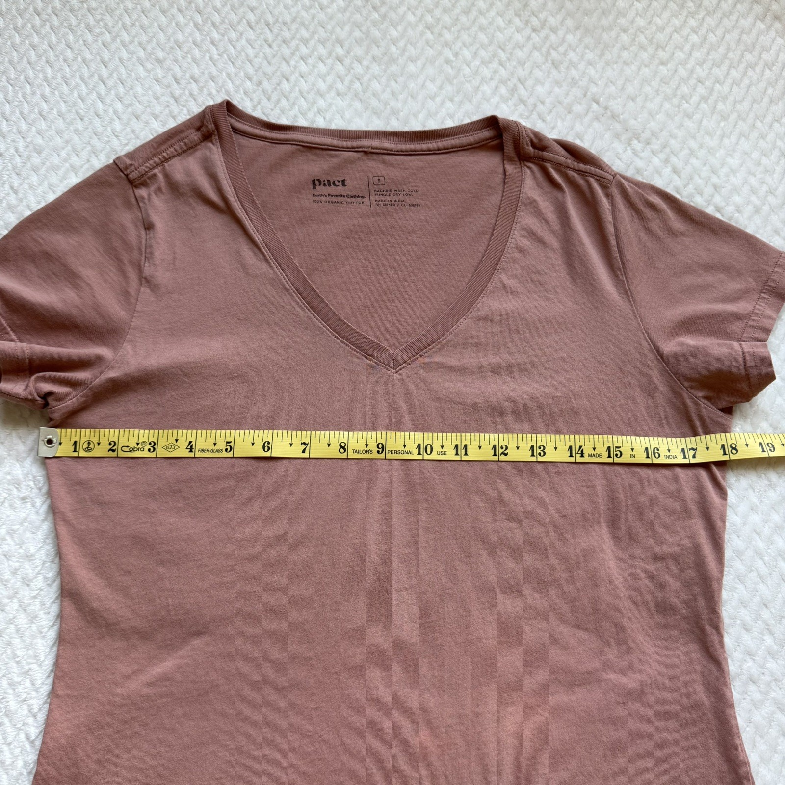PACT Organic Cotton V Neck T Shirt S Mauve Pink Minimalist Capsule Wardrobe