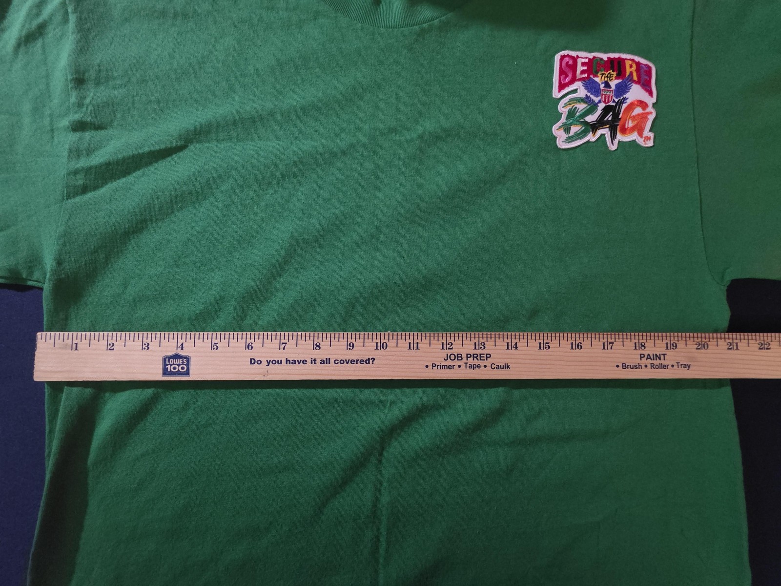 Secure The Bag Tee Styled Shirt Mens Large Green Embroidered Streetwear Tee