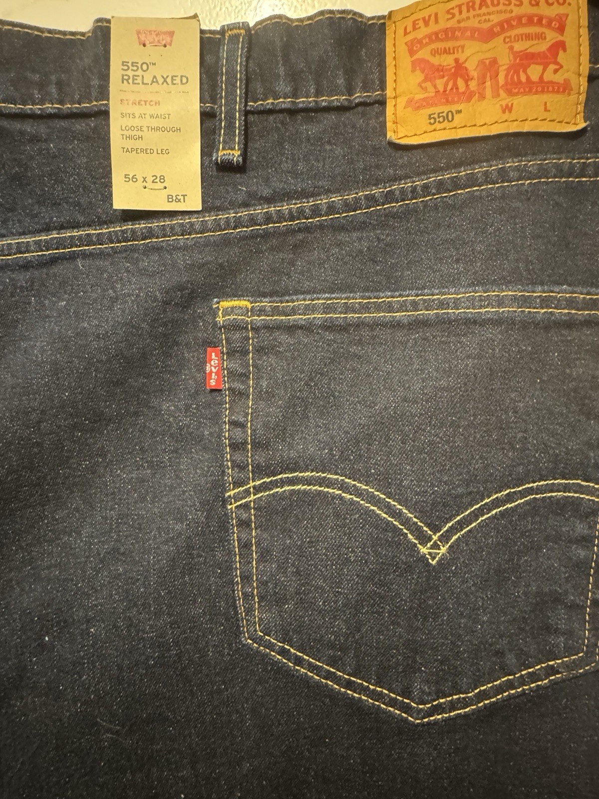 Levi’s 550 Relaxed Jeans Men’s 56×28 Big & Tall Stretch Dark Wash NWT B12#11