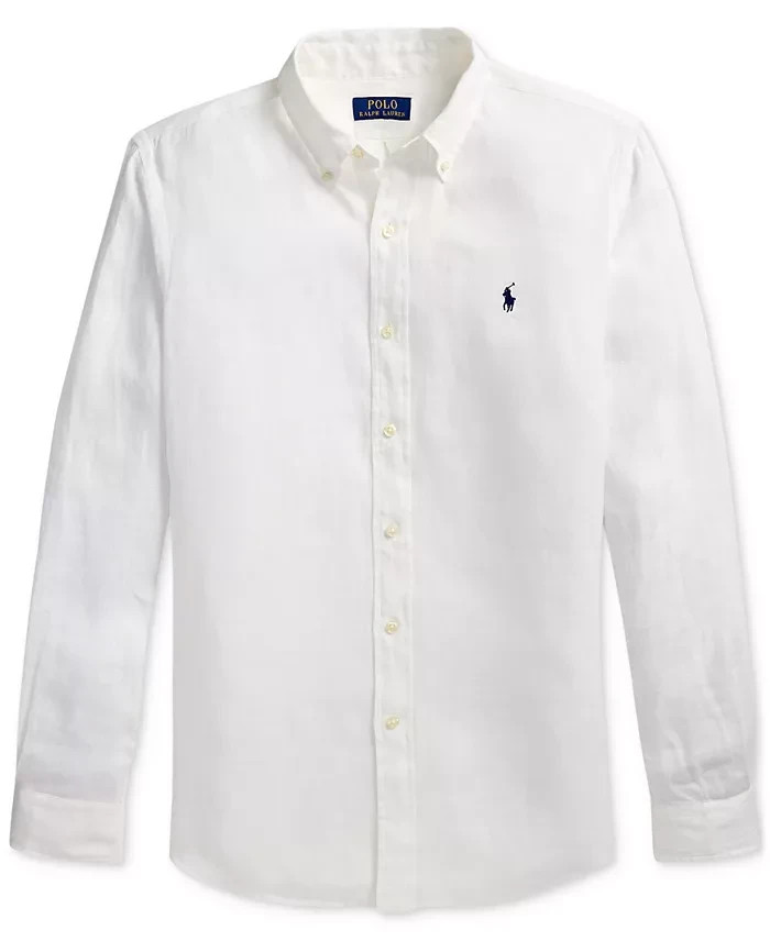NWT Polo Ralph Lauren Men’s Classic-Fit 100% Linen Shirt Longsleeve WHITE Size M