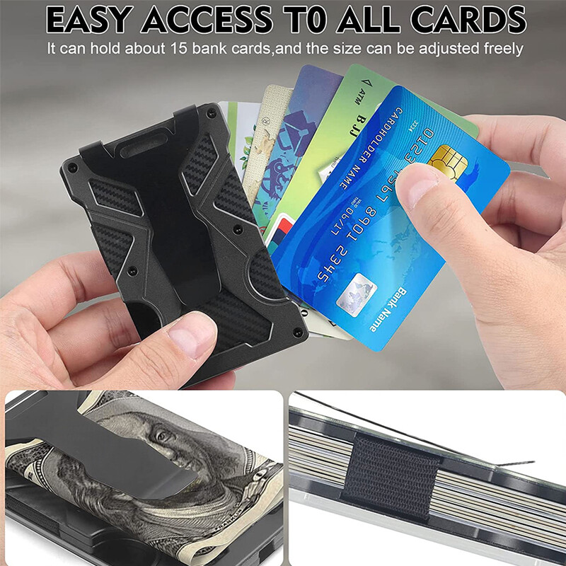 Men Wallet Slim Metal Wallet Tactical Card Holder RFID Money Clip Wallet Men