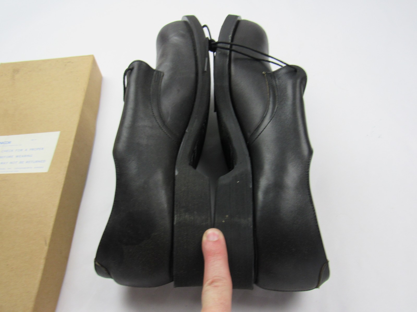 Vtg NOS 1970s Unicor Black Prison Issue Leather Derby Shoes Size 13 R Plainsman