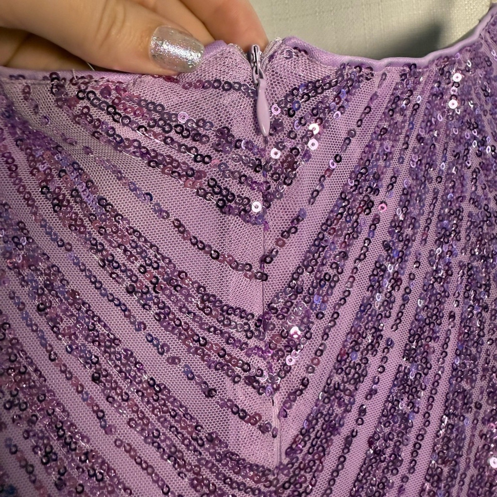 Hello Molly Stars Shining Bright Lavender Purple Sequin Strapless Mini Dress XS