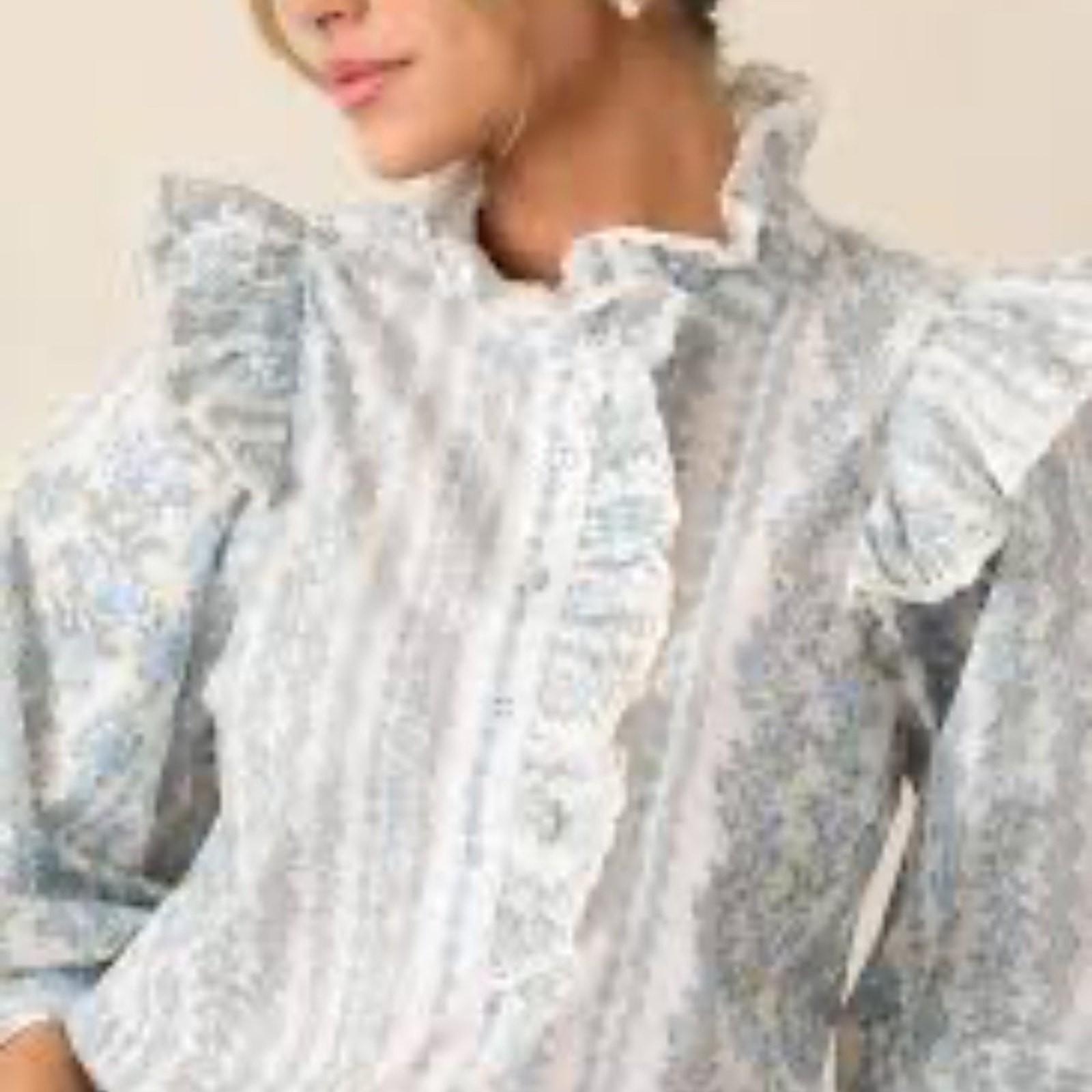 Womens Large Cotton Top Victorian Garden Blouse Crochet Coquette Shirt Edwardian