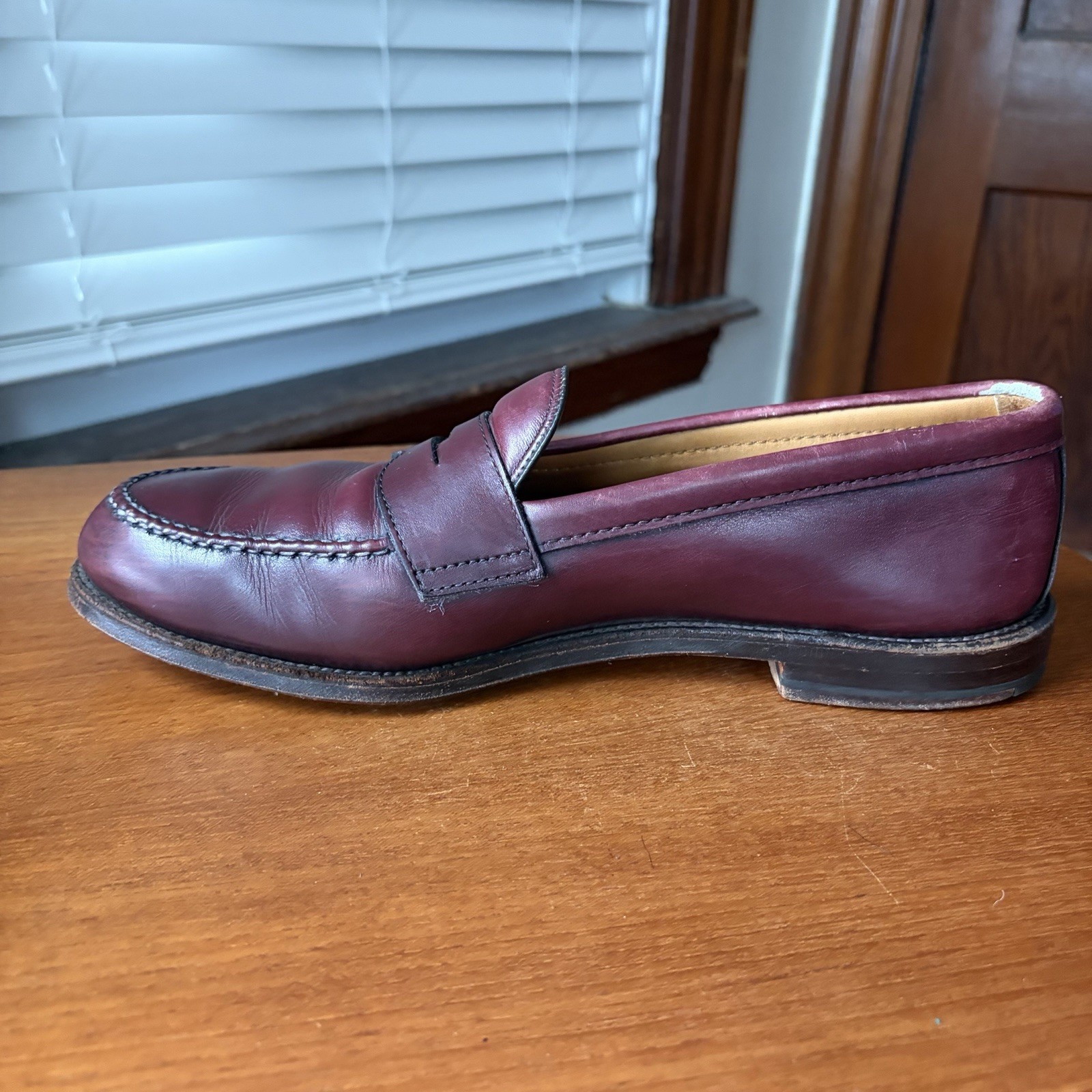 ALDEN 10.5D BURGUNDY CALF HANDSEWN LHS PENNY LOAFERS SHOES 984 10.5 D