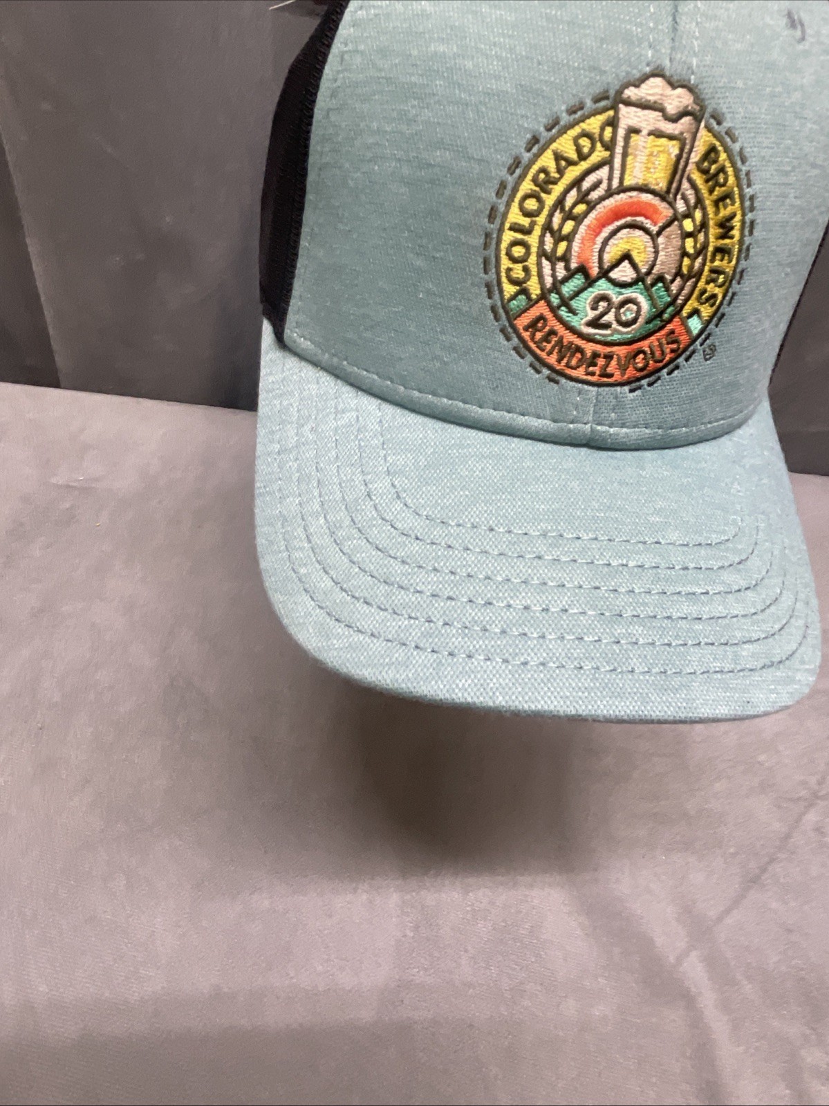 Colorado Brewers Rendezvous Logo Beer Hat Sea Foam Color Front New Cap