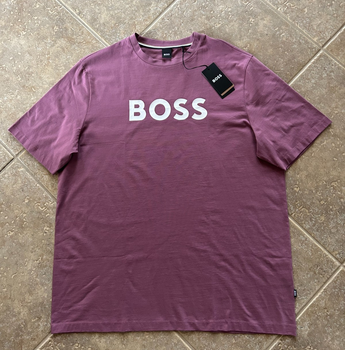 Hugo Boss Black Label Tiburt Graphic Logo T Shirt 4XL Purple w/ BOSS Name NWT