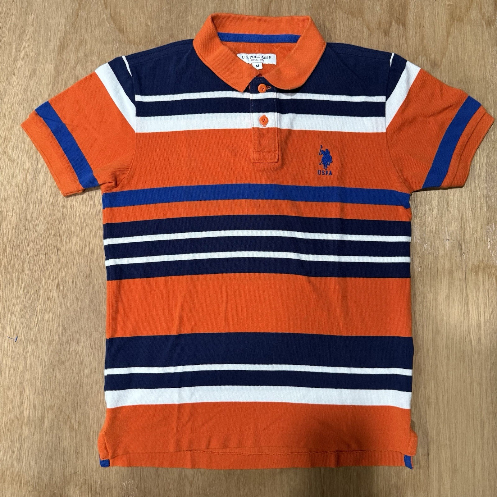 U.S. Polo Assn. Men’s Striped Orange Short Sleeve Polo Shirt – Size M