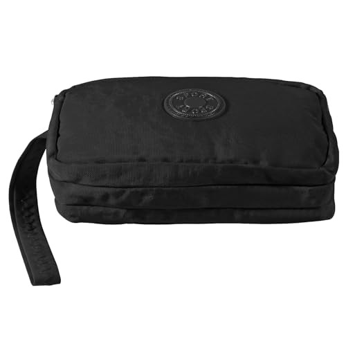 Large Capacity Wristlet Wallet – Women 3 Layers Zipper Oxford Cloth Black