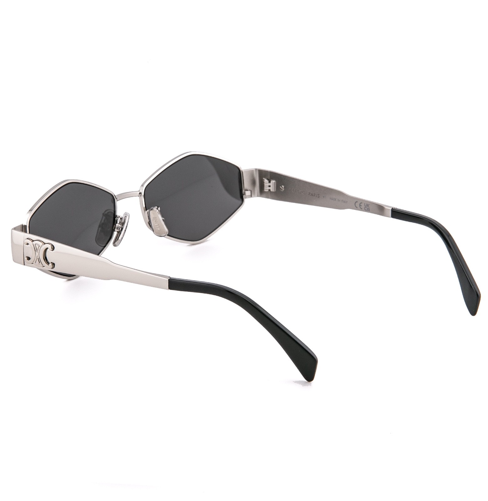 CELINE CL40254U 40254 METAL TRIOMPHE Silver Gray Oval Unisex Sunglasses 16A