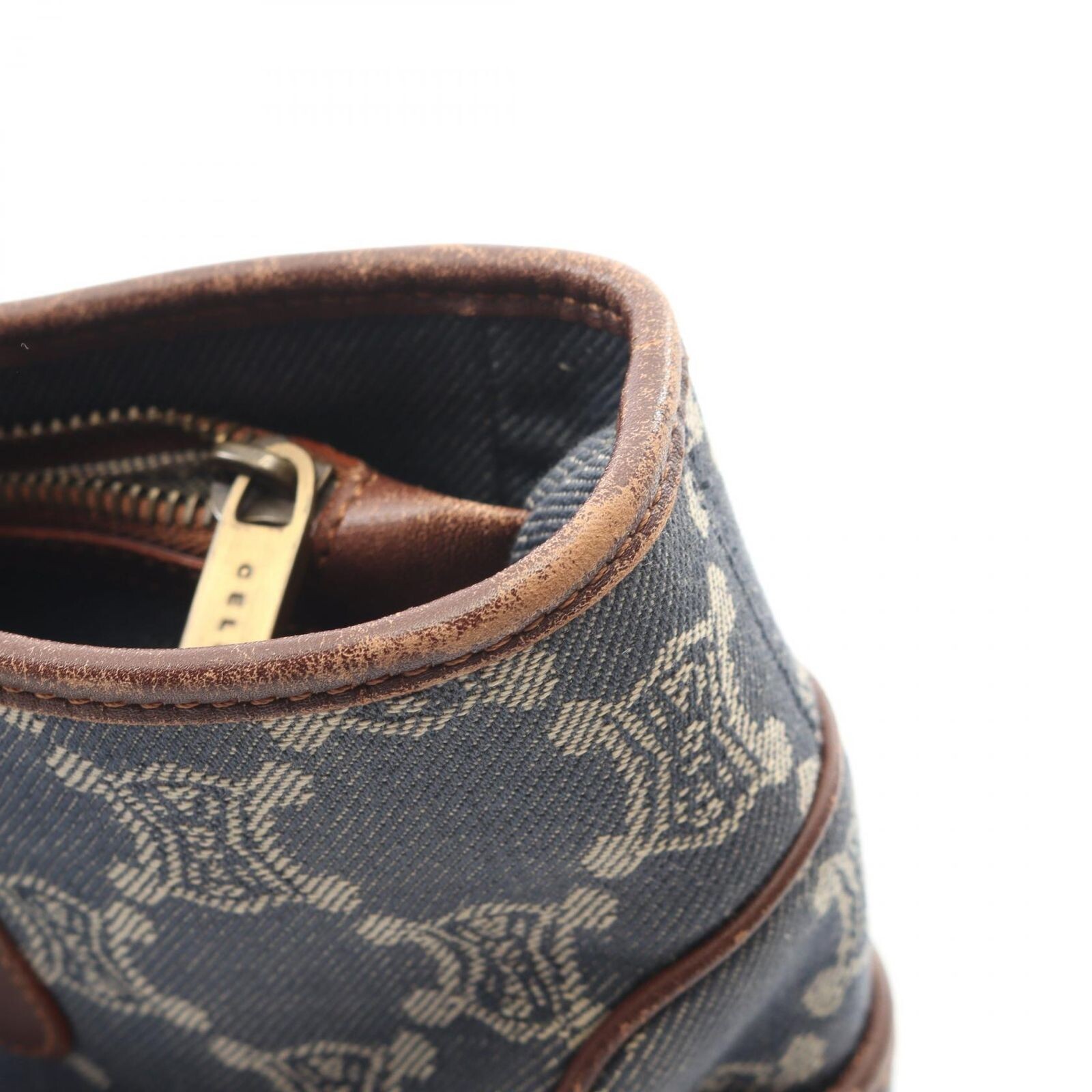 CELINE Boogie Bag Paris Macadam Denim Leather Monogram Handbag Auth
