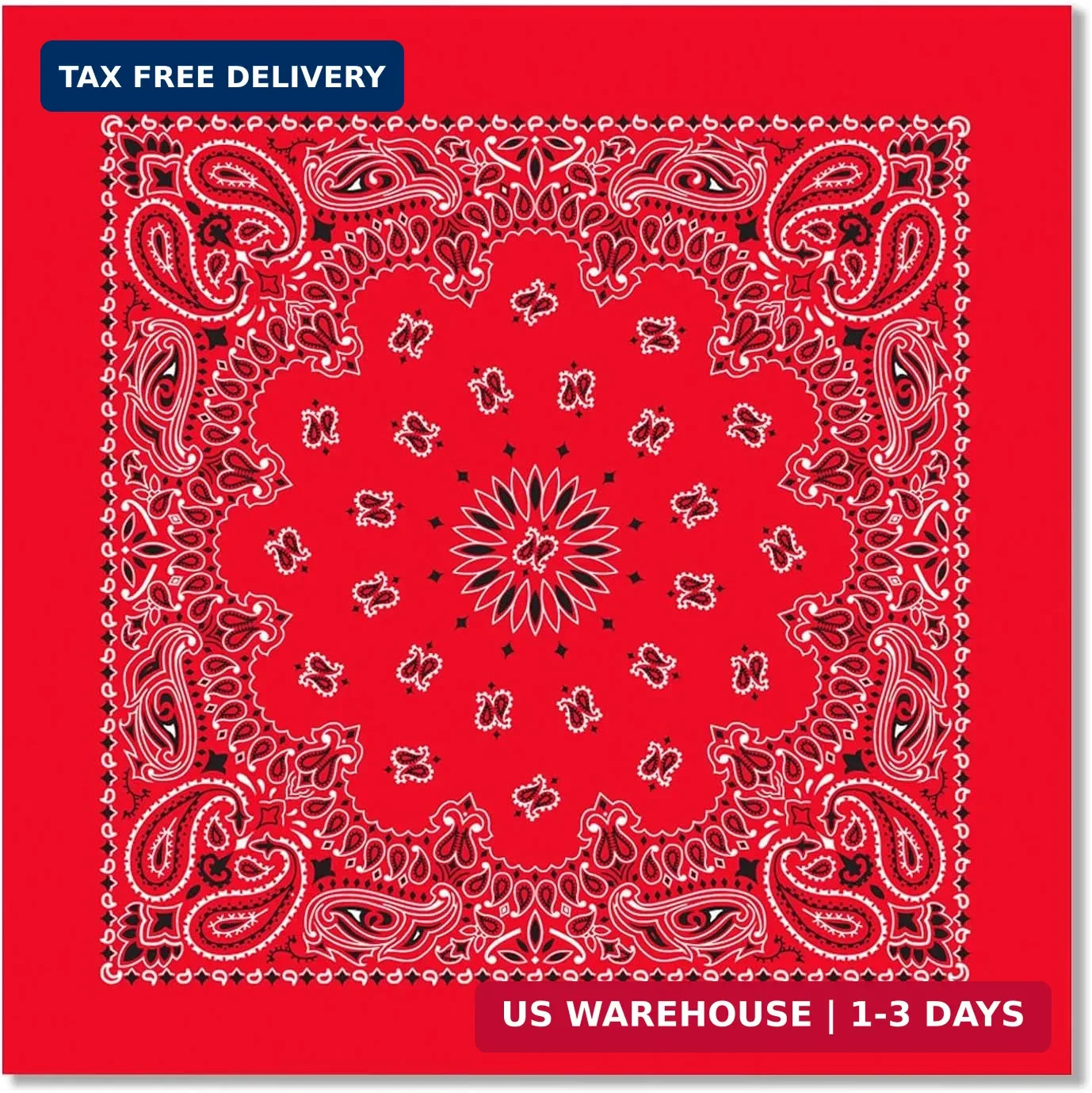 Bycc Bynn Large 27×27 Inch Bandana – 4 Pack 100% Cotton Bandanas for Men & Women
