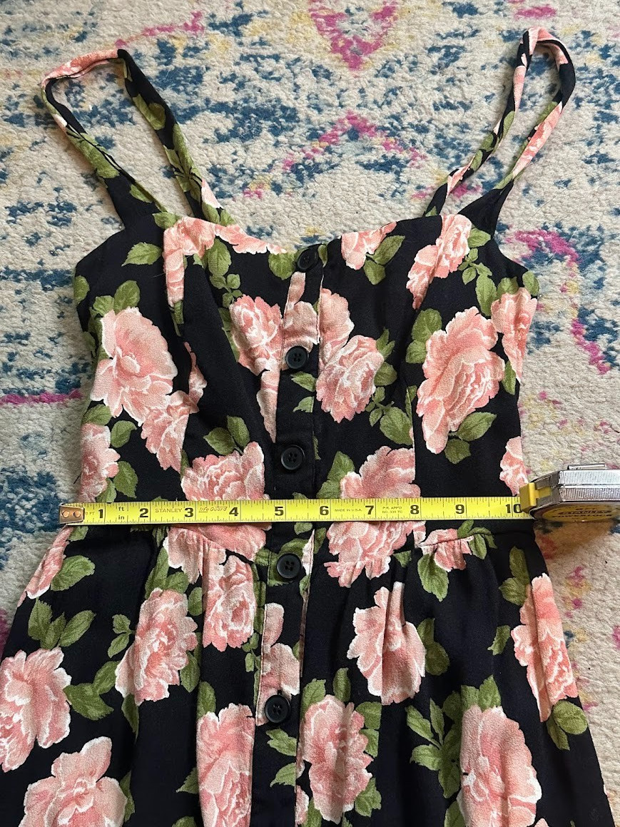 Reformation Saltillo Black Floral Midi Sun Dress