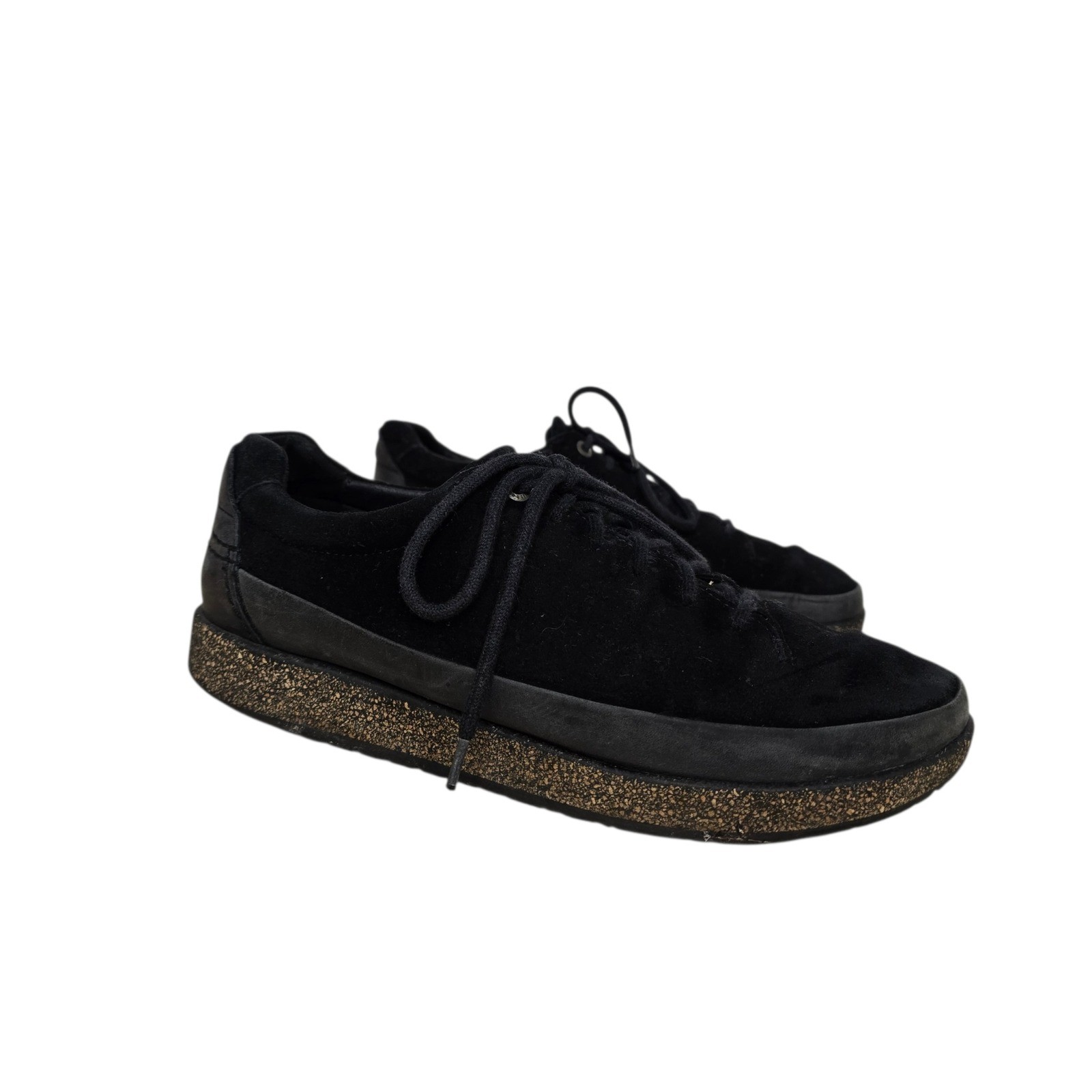 Birkenstock Gary Black Suede Lace Up Shoes Cork Midsole EU 40 US W9 M7 Flat