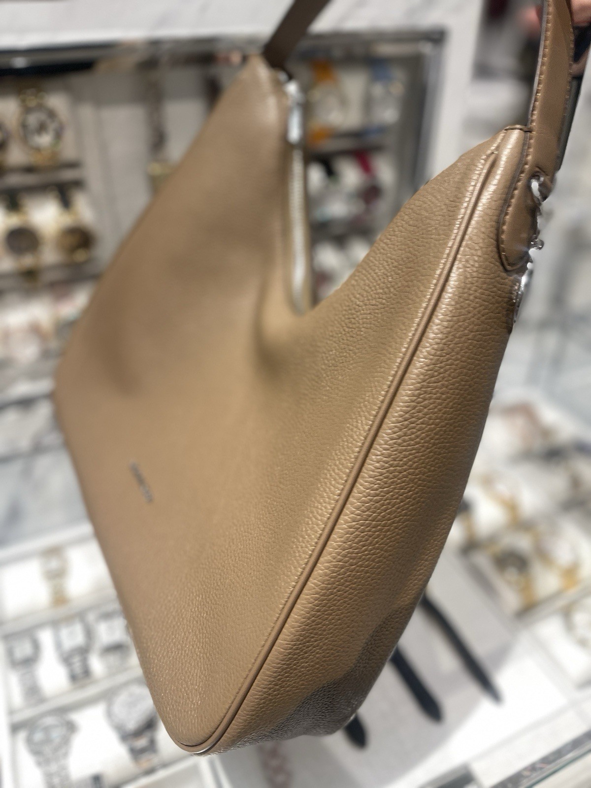 MICHAEL KORS OUTLET Nayla Medium Pebbled Leather Hobo Shoulder Bag NWT