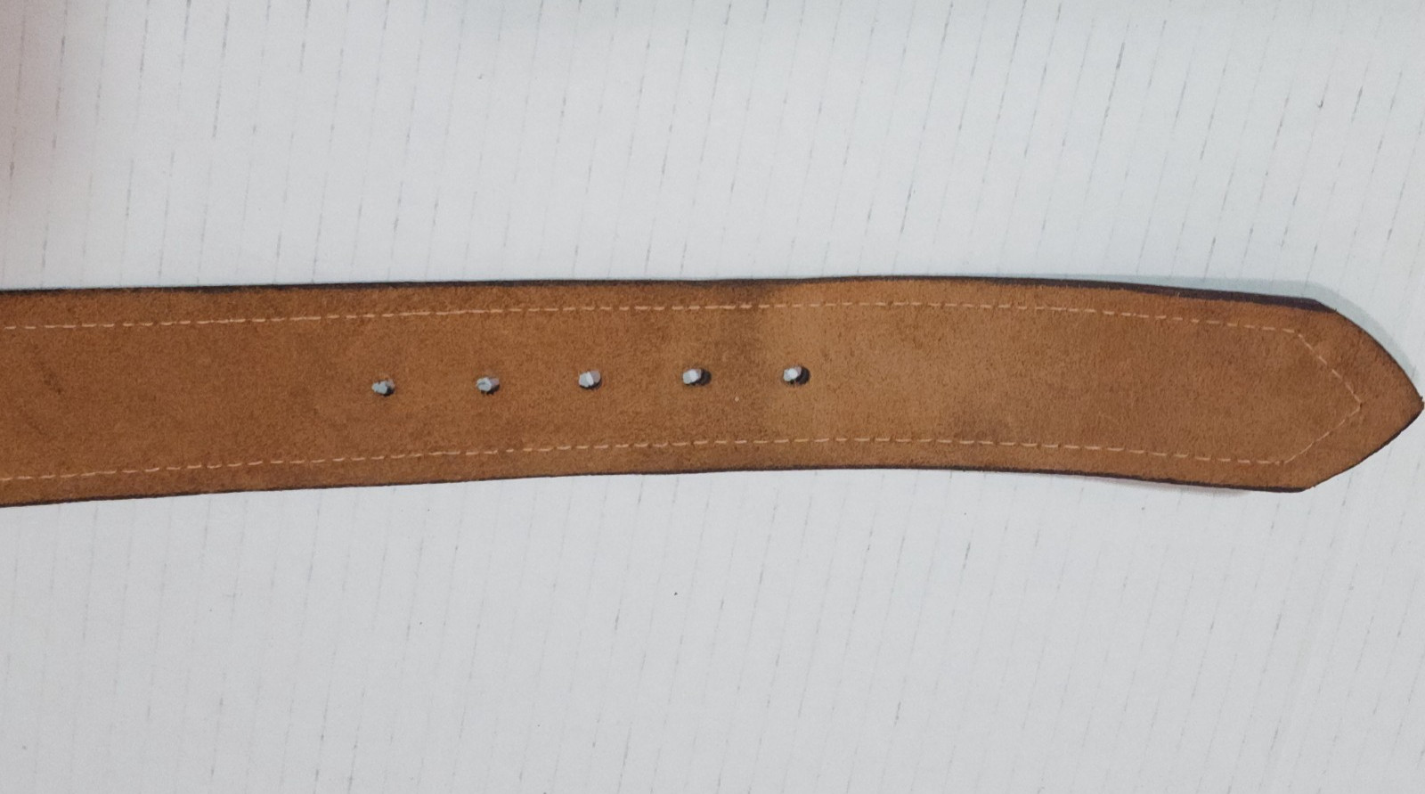 PARIS Belt Cowhide Leather & Man-Made Material Brown Contrast-Stitches Size S