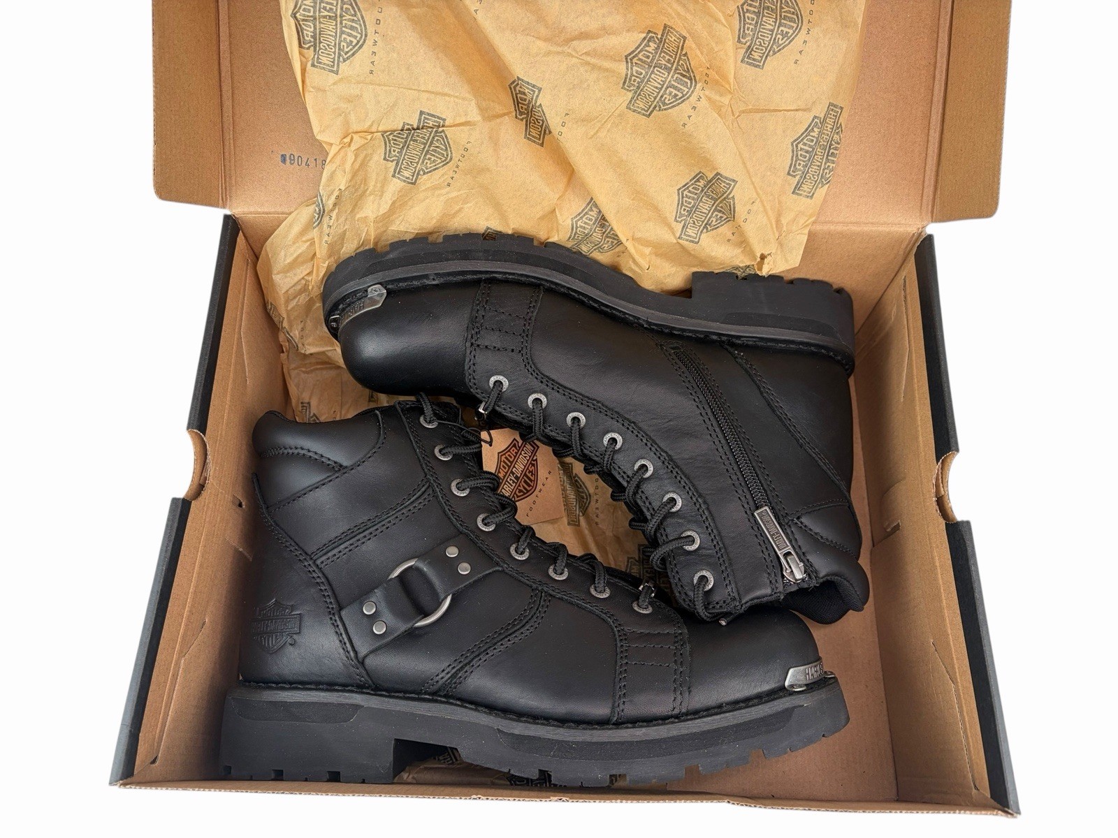 Harley Davidson Maddy 6-Inch Lace Up Black Boots Zipper D84189 Womens 11 M Black