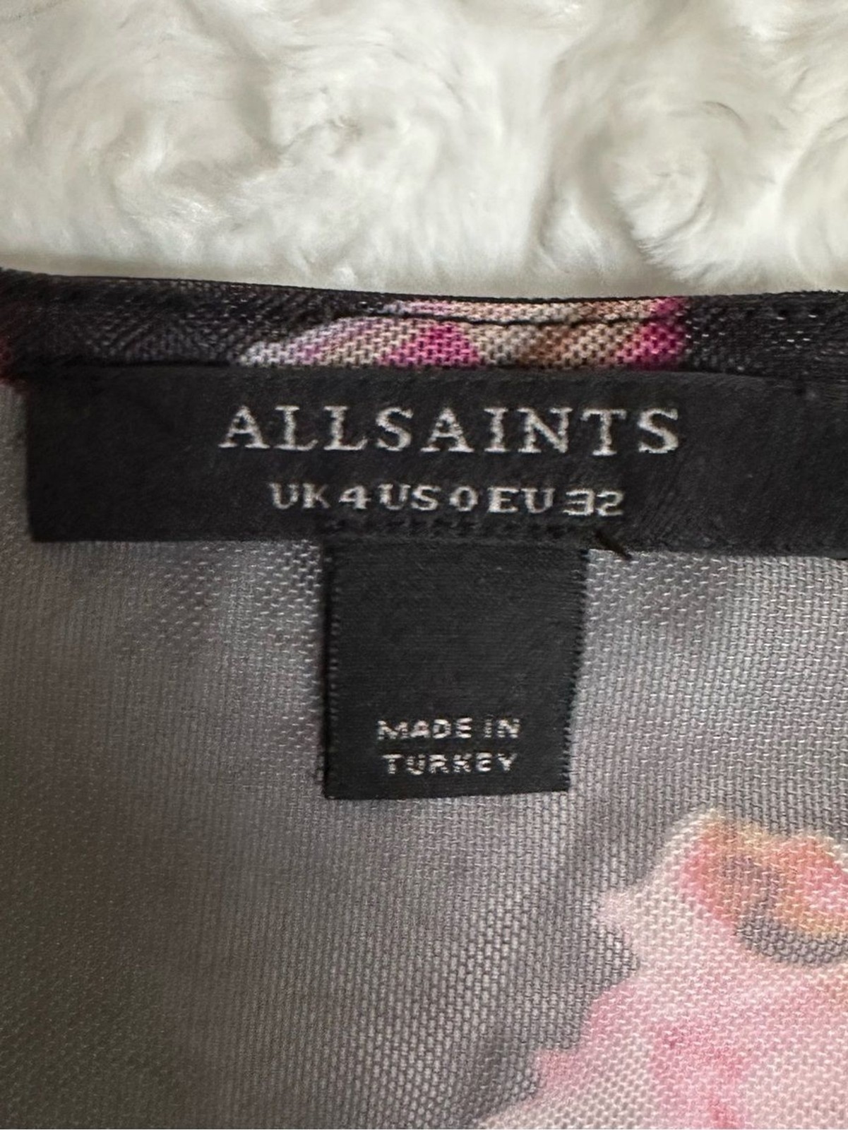 AllSaints Floral Mesh Ruched Top NWT XS Sheer Long Sleeve