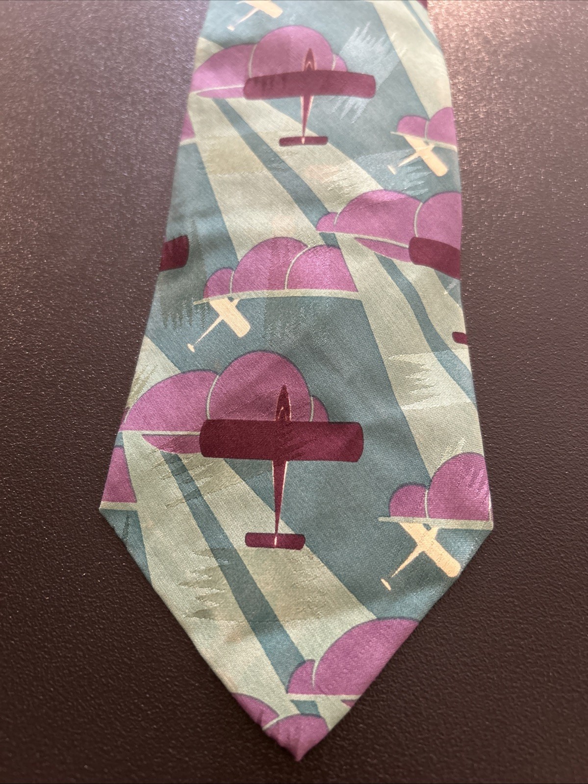 Vintage EUC Polo Ralph Lauren Airplane Theme Jacquard Silk Tie USA 55 X 3.5