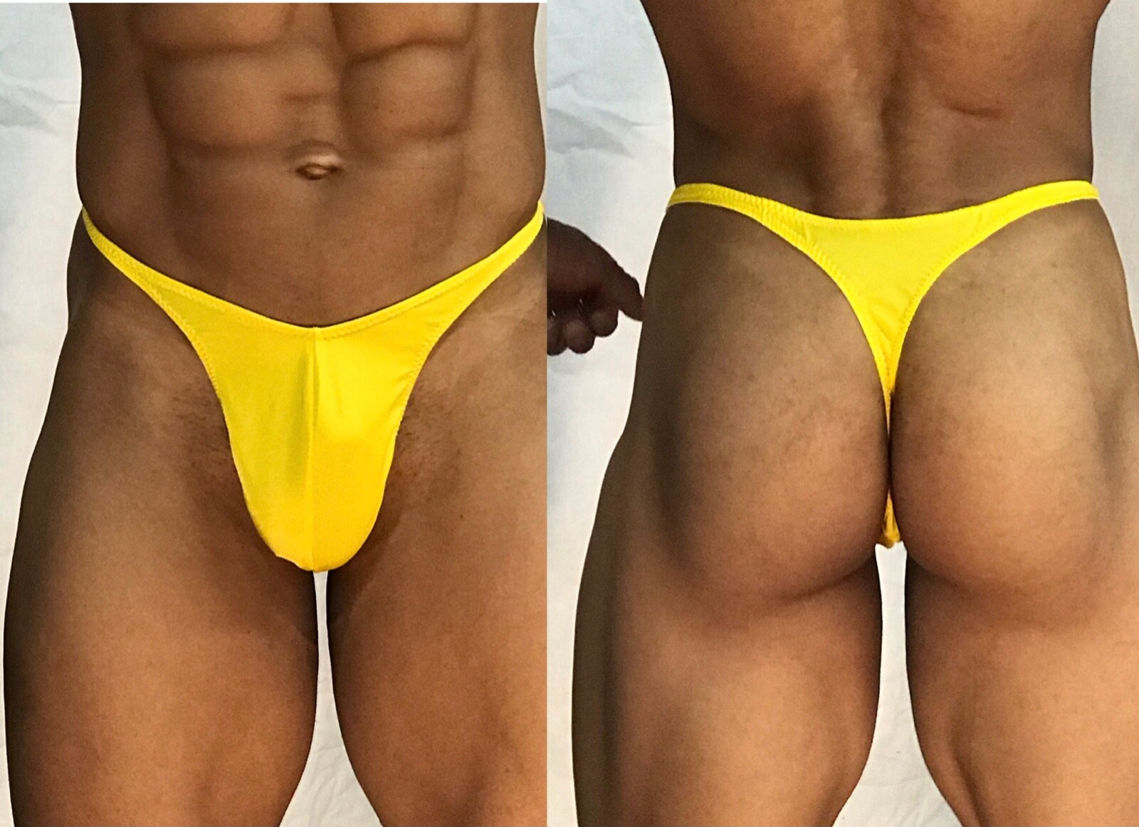 mens corvette yellow thong with seam/pouch front custom made to any sz FreeShip