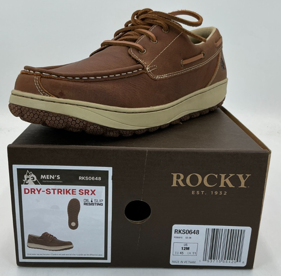 Rocky Dry-Strike SRX Men’s Size 12 Brown Leather Moc Toe Work Shoes NIB