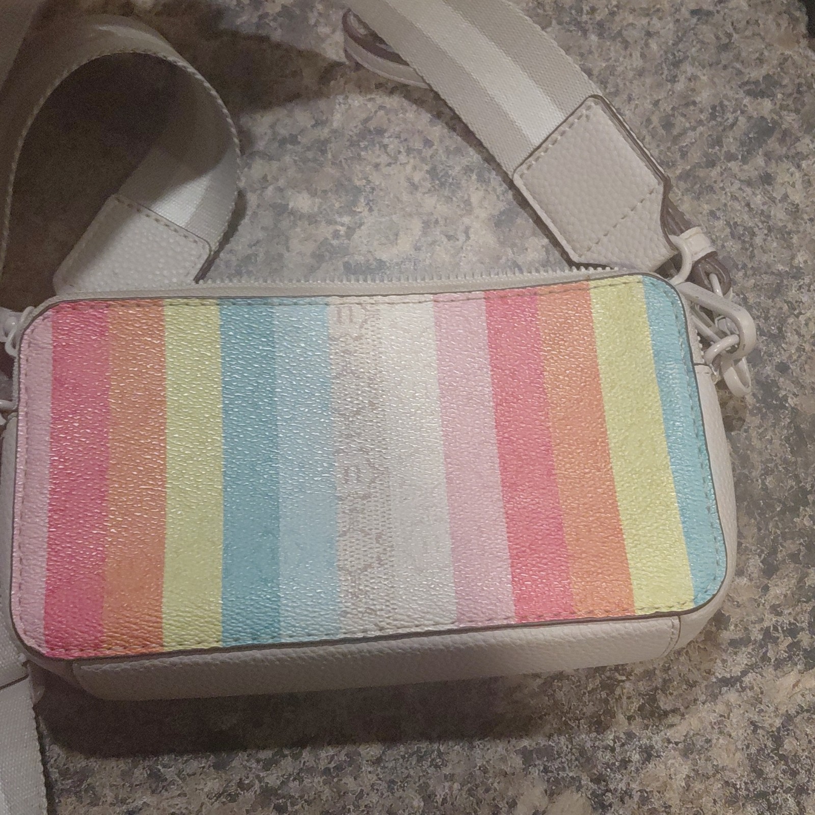 Nanette Lepore Multicolor Striped Crossbody Bag with Strap Accent, Zipper