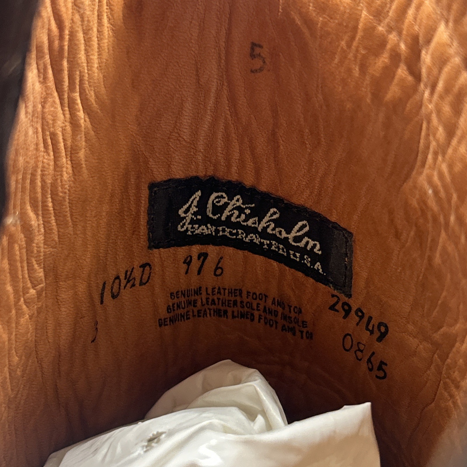J. Chisholm Handcrafted Boots 976 Size 10.5 D