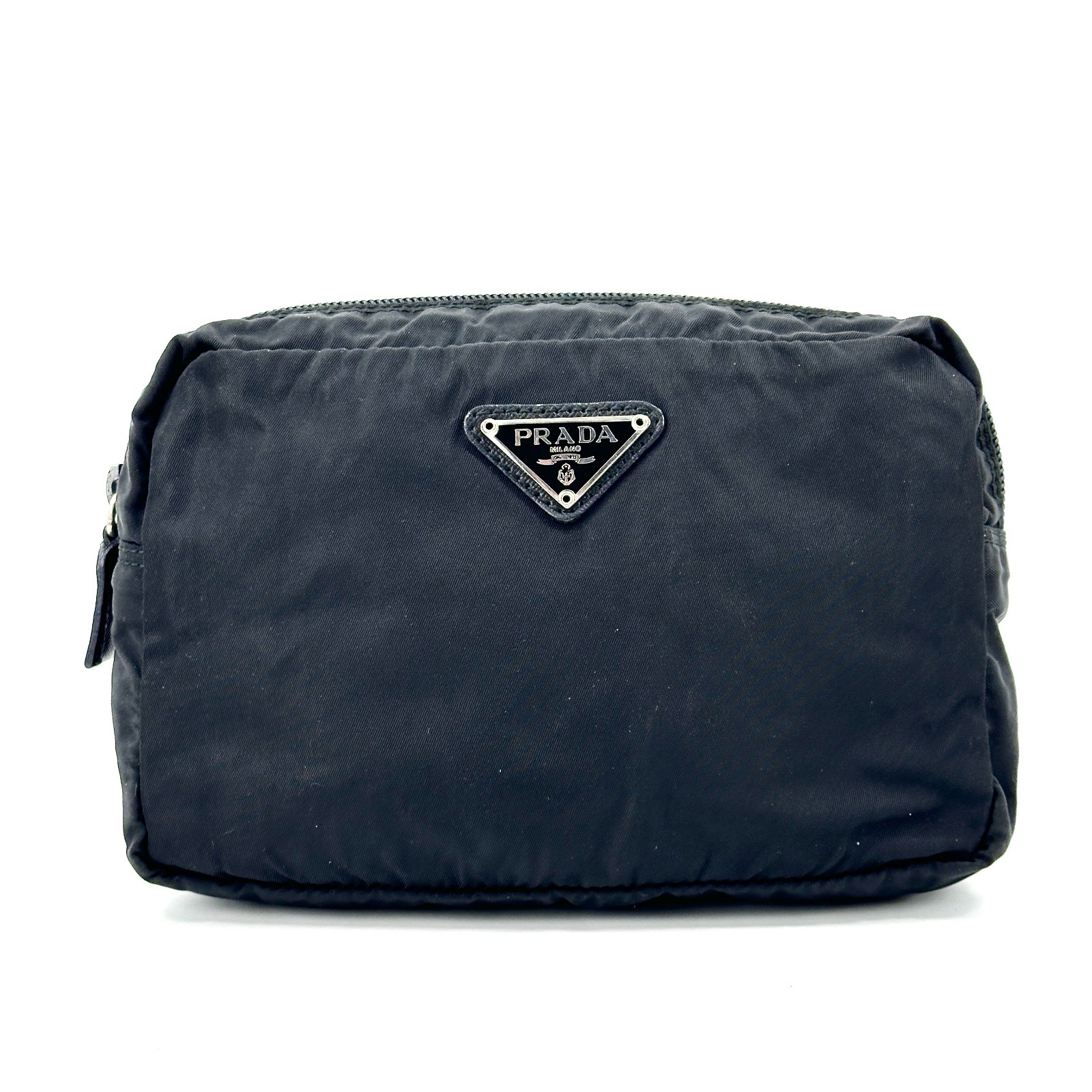 PRADA Cosmetic Pouch Nylon Black Authentic