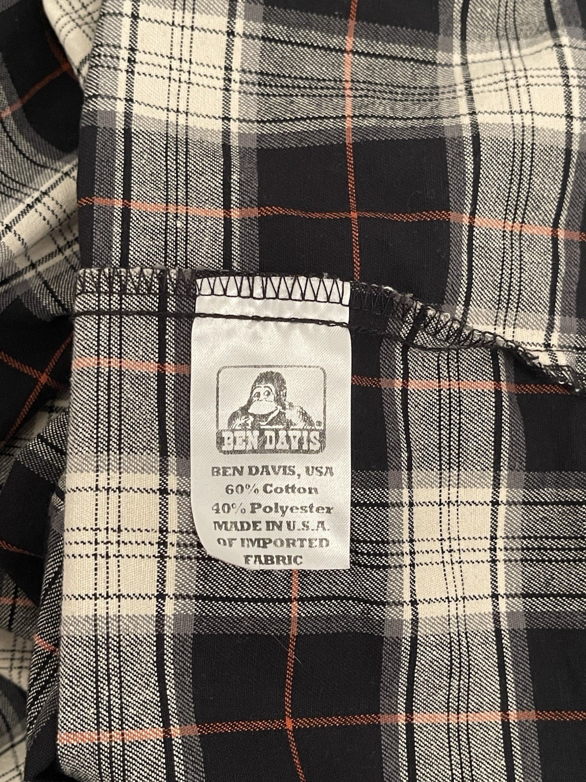 Ben Davis Shirt Mens 3XL 3XLarge Plaid 1/4 Zip Mechanic Work Chicano USA Made