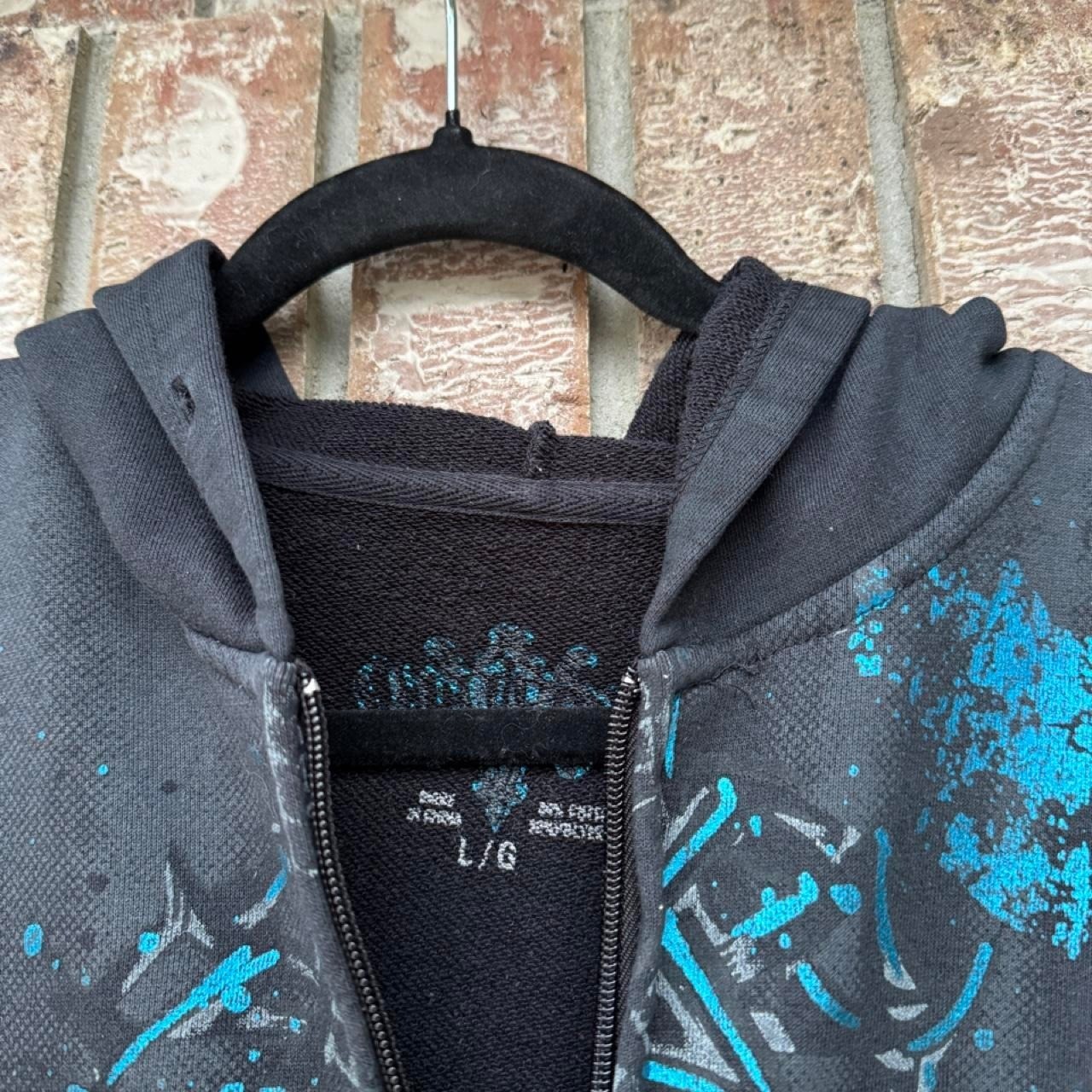 BLACK 00s AVIREX WING GRAPHIC ZIP UP HOODIE