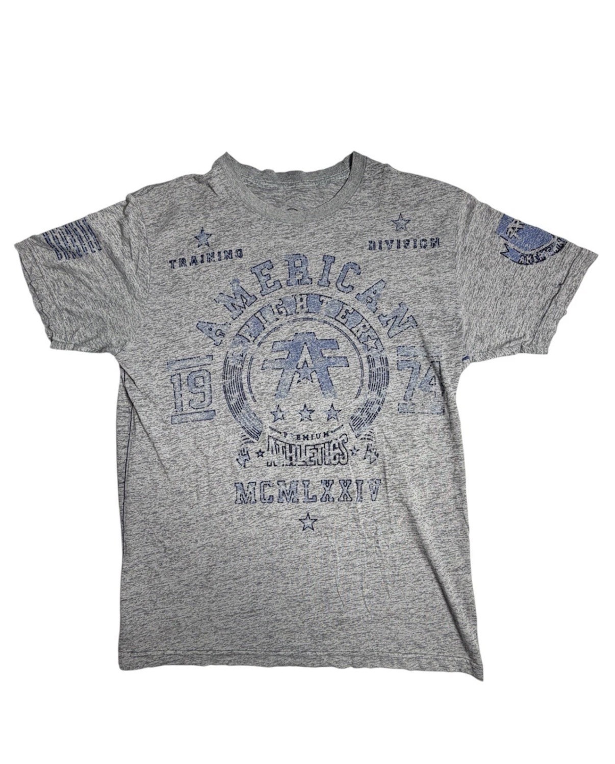 American Fighter Shirt Mens Large Gray Heather Graphic 2 Sided Crew Neck MMA