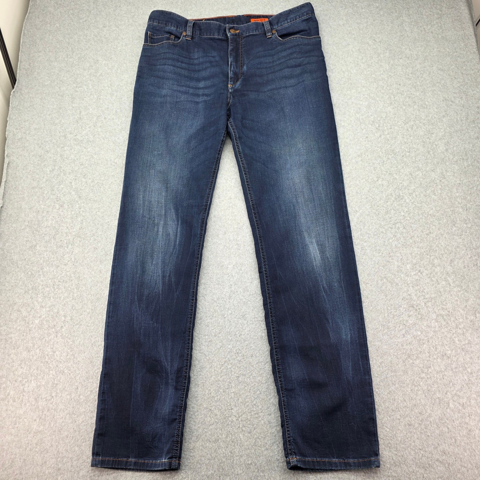Alberto Pipe Regular Slim Fit Cosy Jeans Men’s Size W38 L34 Dark Wash Strech