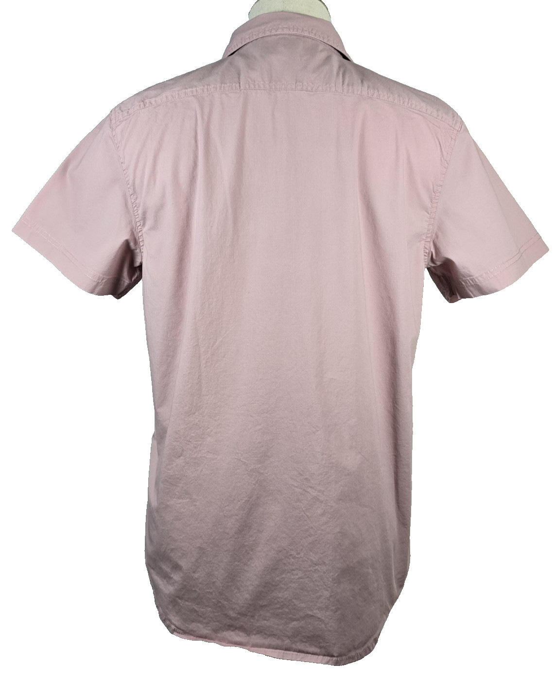 Pd&c Mens Shirt Stretch Slim Fit Button Up Short Sleeve Pink Hipster Retro Large