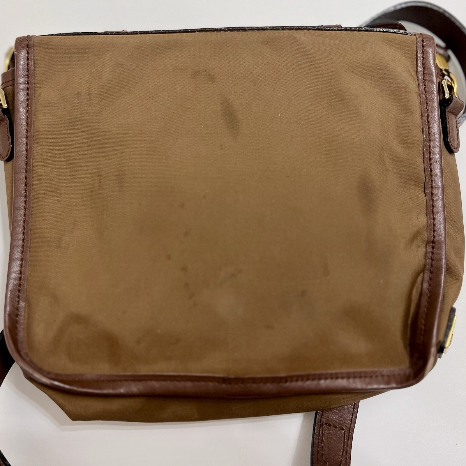 MOSCHINO by REDWALL Tan Nylon + Leather Vintage Crossbody Shoulder Bag