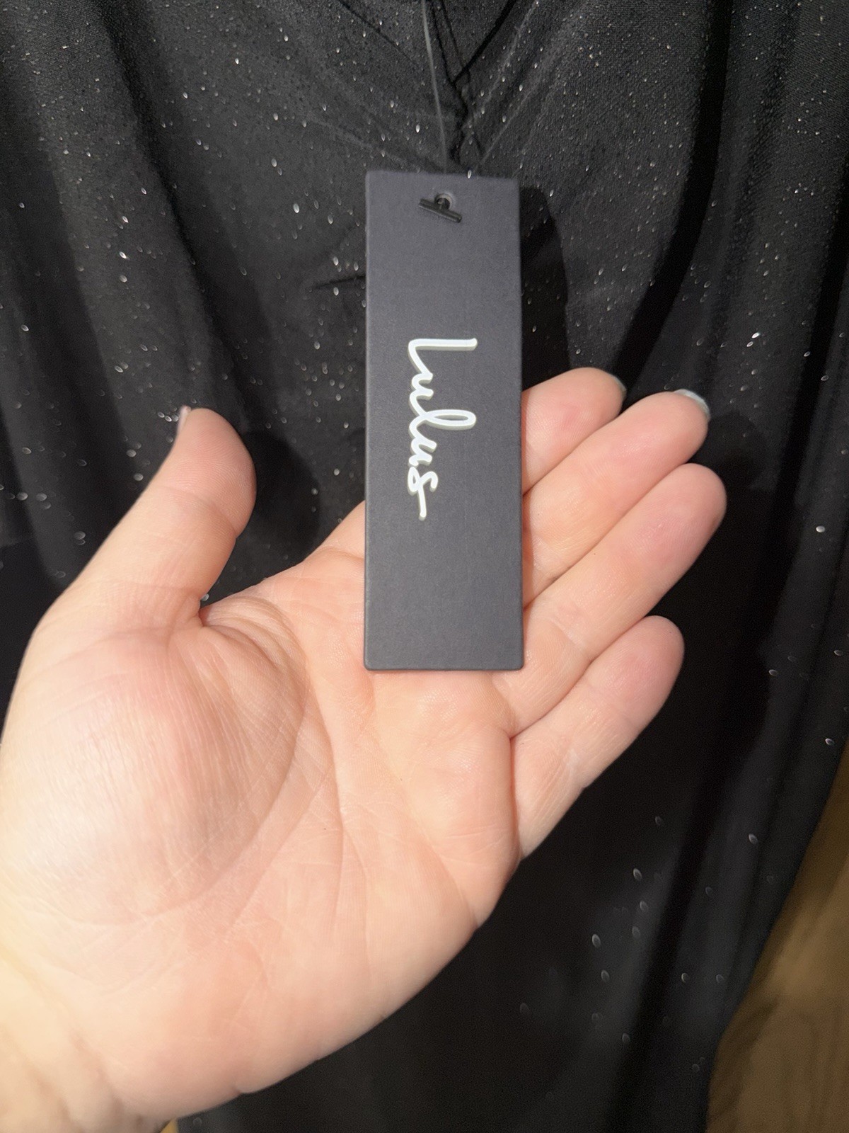 Lulus Medium Formal Gown with V Neck and Glitter All Over