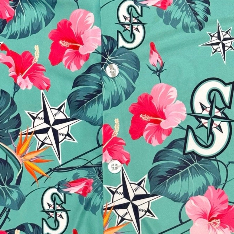 Seattle Mariners Hawaiian Shirt 2023 Mens Size M Baseball Tropical Button Up