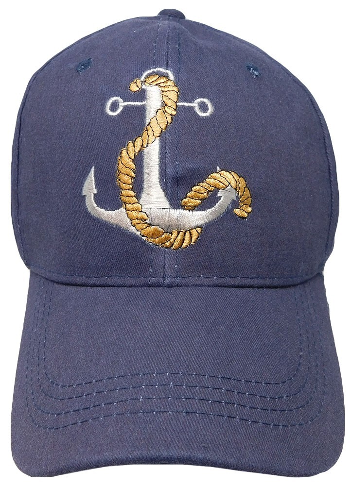 Anchor Yacht Club Boating Nautical Navy Blue Adjustable Embroidered Cap Hat