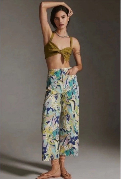 Anthropologie Maeve The Colette Wide Leg Flower Power Pants 21/22